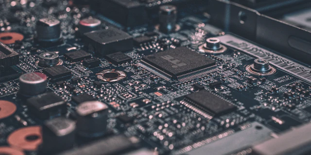 Electronic components on a circuit board